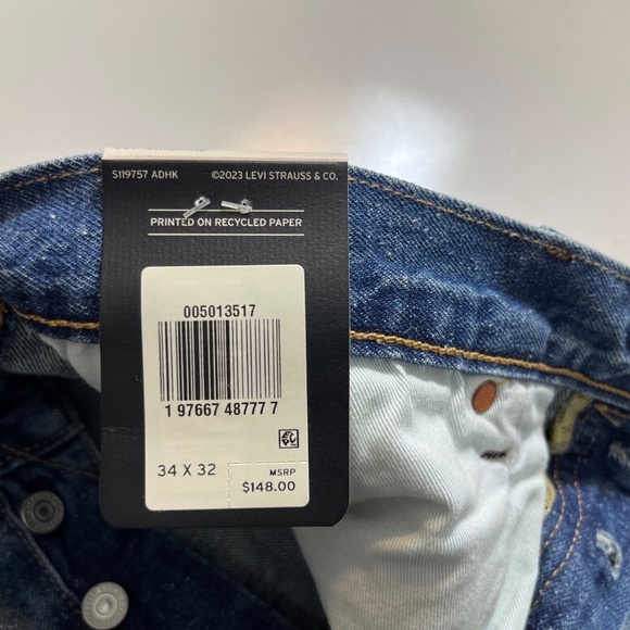 Levi’s 501 Selvedge Jeans Men's 34x32 Blue Premium Original NWT - Picture 10 of 16